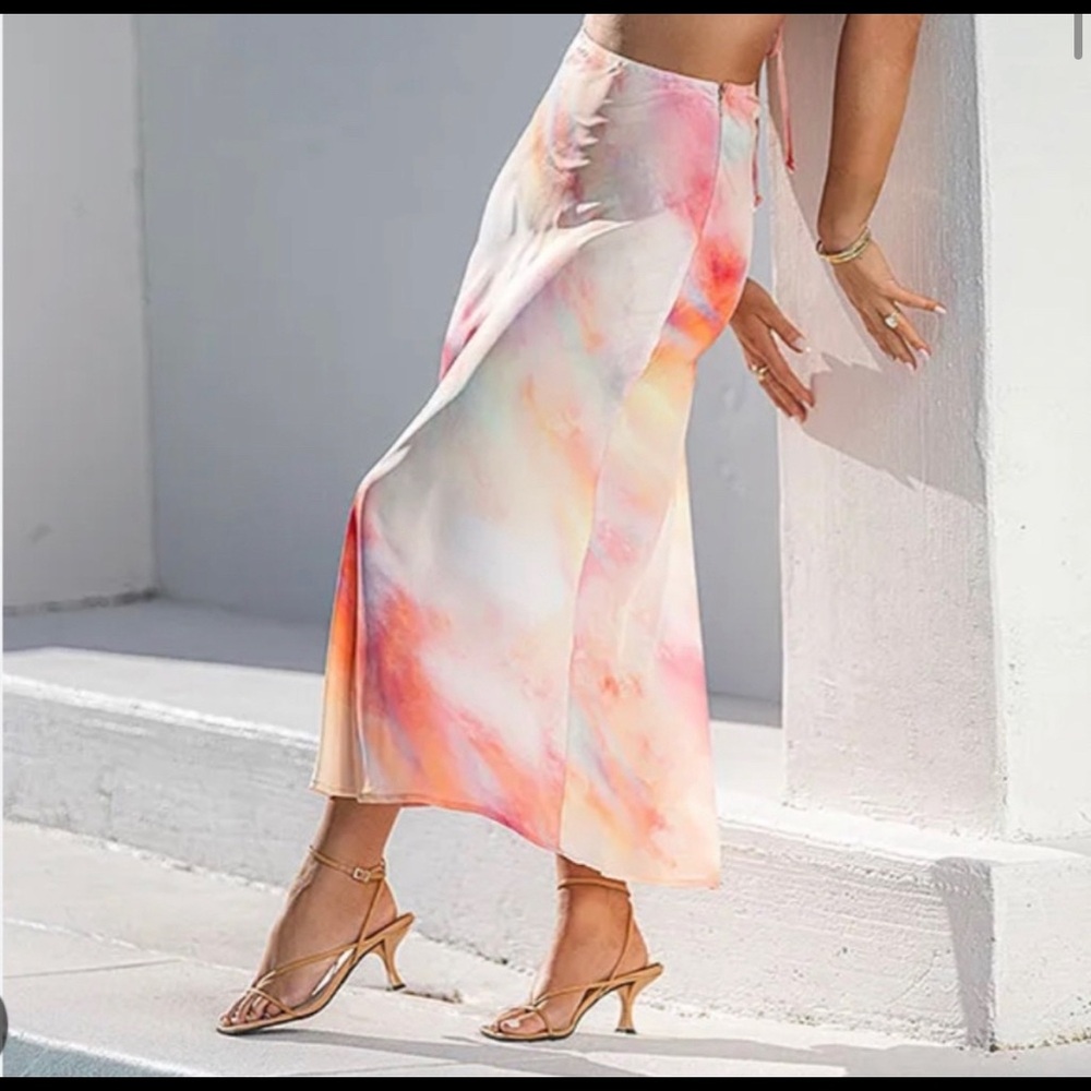 Resa Rocks Tie Dye Satin Maxi Skirt
